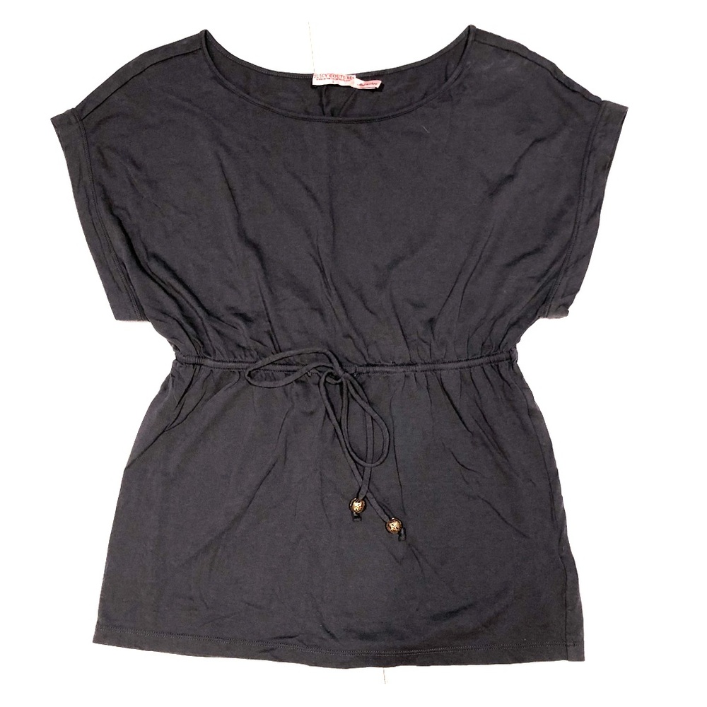 JUICY COUTURE SHORT SLEEVE CINCH WAIST SHIRT GREY SMALL
